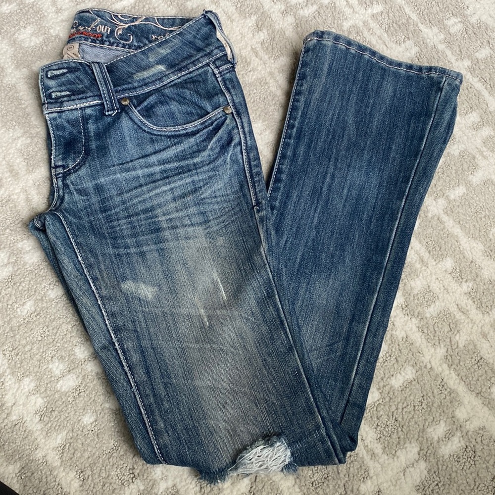 •Refuge• Distressed Skinny Bootcut Jeans